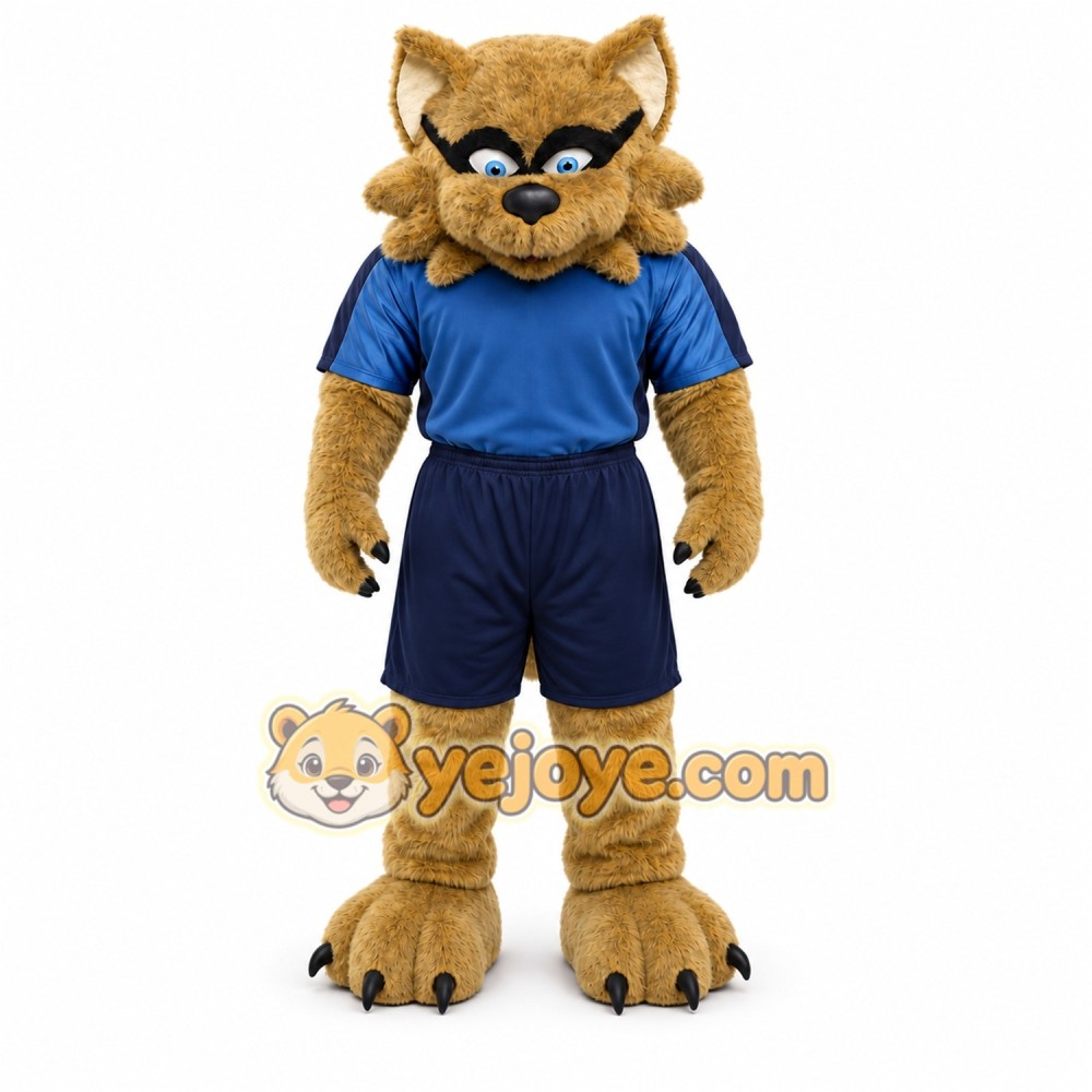 Brown Cougar Mascot Costume with Custom Logo