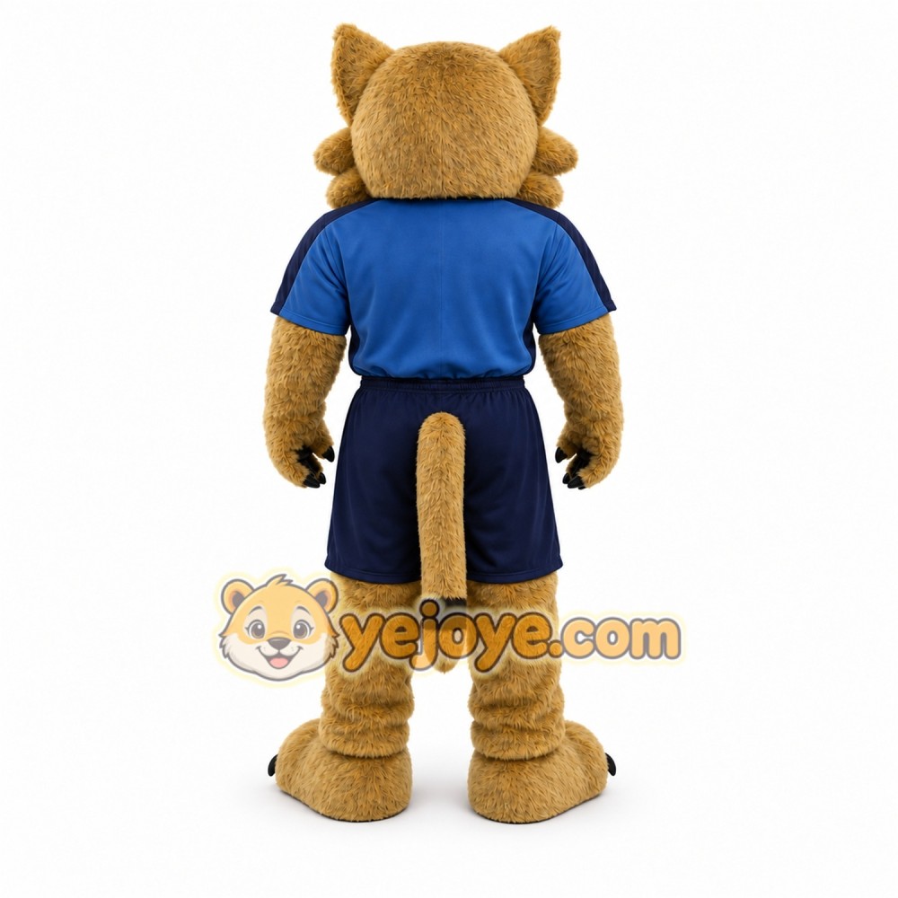Brown Cougar Mascot Costume with Custom Logo