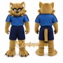 Brown Cougar Mascot Costume with Custom Logo