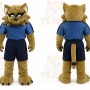 Brown Cougar Mascot Costume with Custom Logo