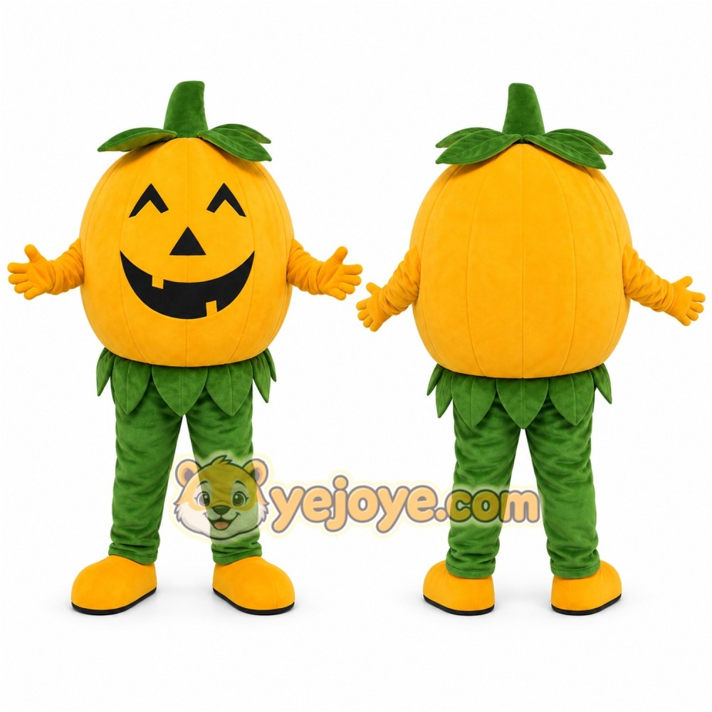 Orange Pumpkin Mascot Costume with Custom Logo