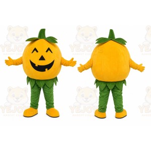 Orange Pumpkin Mascot Costume with Custom Logo