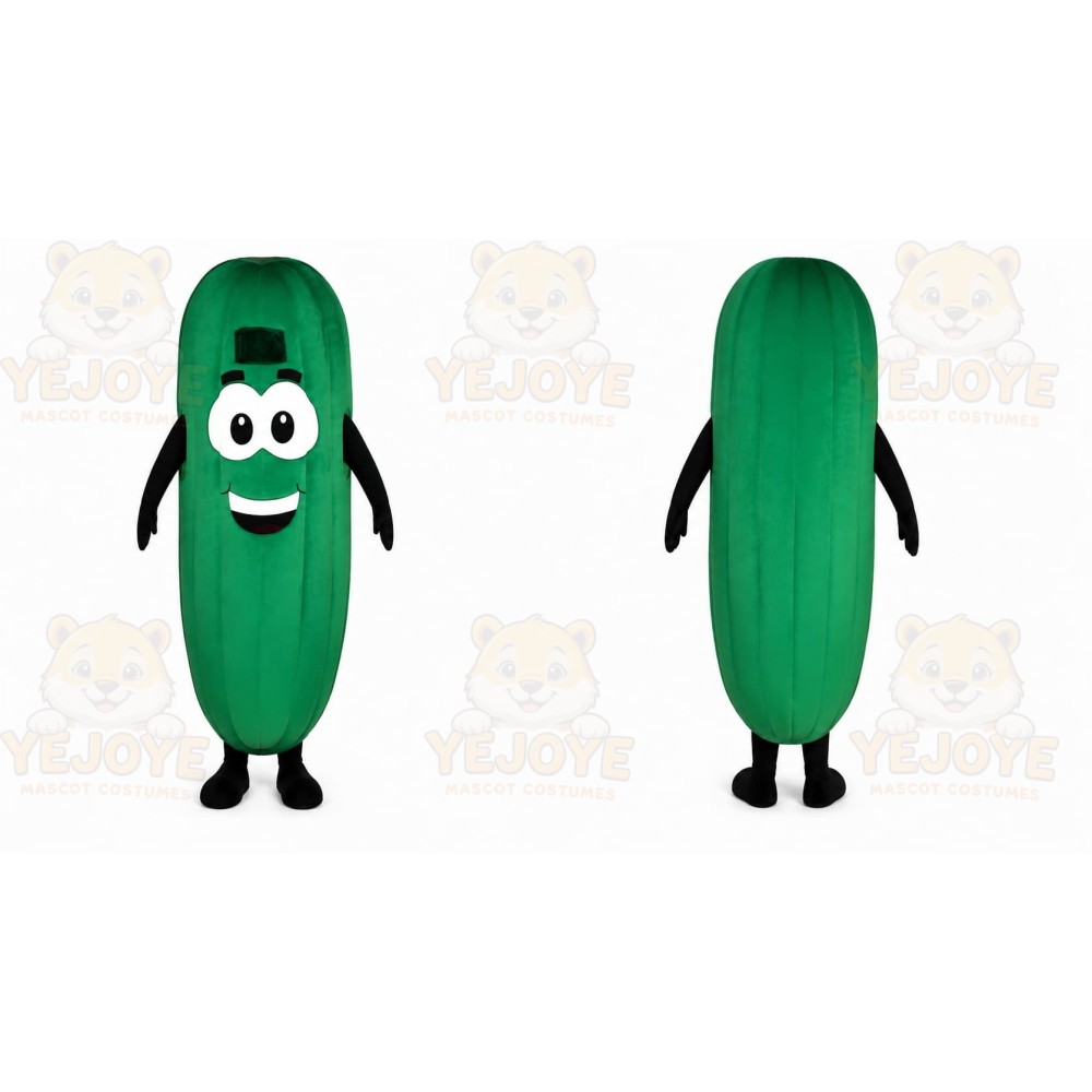 Green Cucumber Mascot Costume with Custom Logo