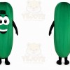 Green Cucumber Mascot Costume with Custom Logo
