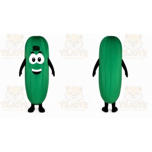 Green Cucumber Mascot Costume with Custom Logo