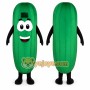 Green Cucumber Mascot Costume with Custom Logo