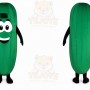 Green Cucumber Mascot Costume with Custom Logo