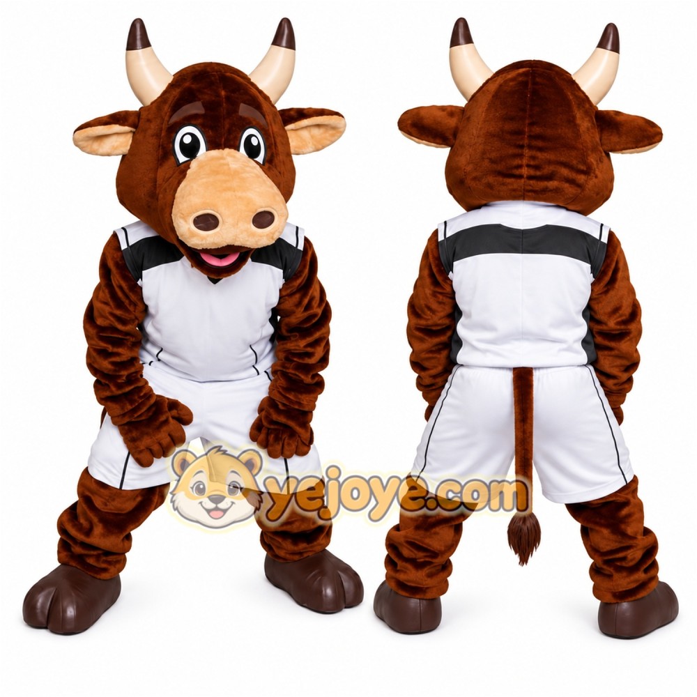 Brown Bull Mascot Costume with Custom Logo Brown Bull Mascot Costume with Custom Logo