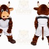 Brown Bull Mascot Costume with Custom Logo