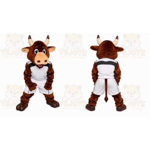 Brown Bull Mascot Costume with Custom Logo