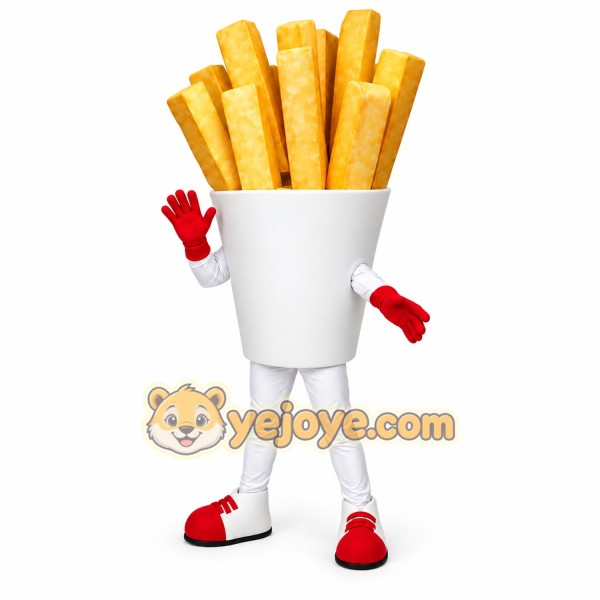 White French Fries Mascot Costume with Custom Logo White French Fries Mascot Costume with Custom Logo