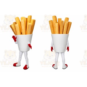 White French Fries Mascot Costume with Custom Logo