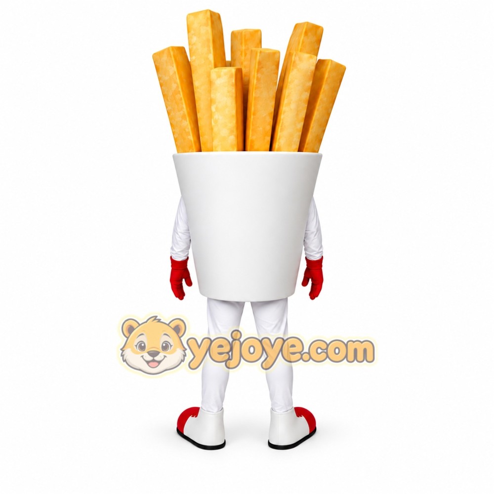 White French Fries Mascot Costume with Custom Logo White French Fries Mascot Costume with Custom Logo