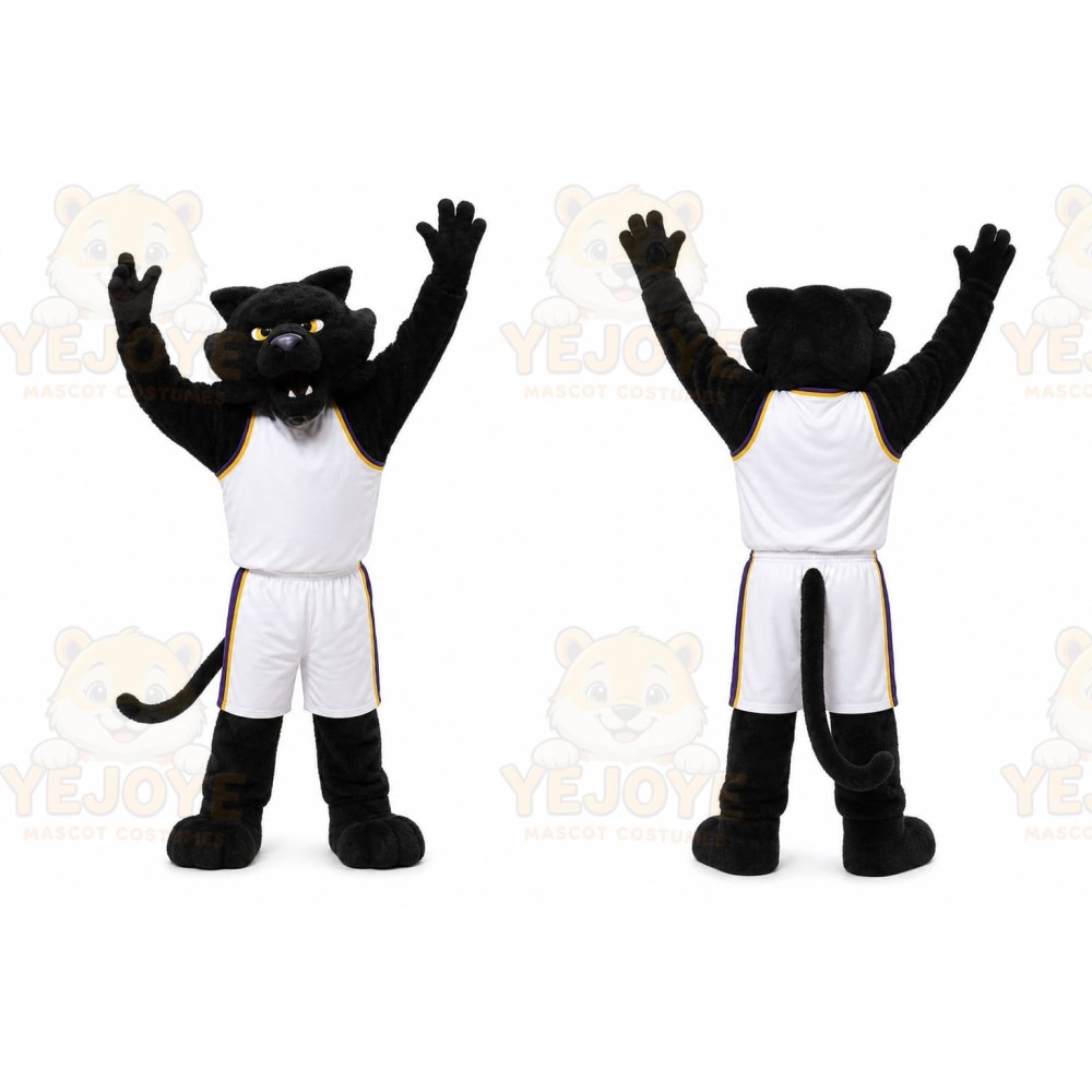 Black Panther Mascot Costume with Custom Logo
