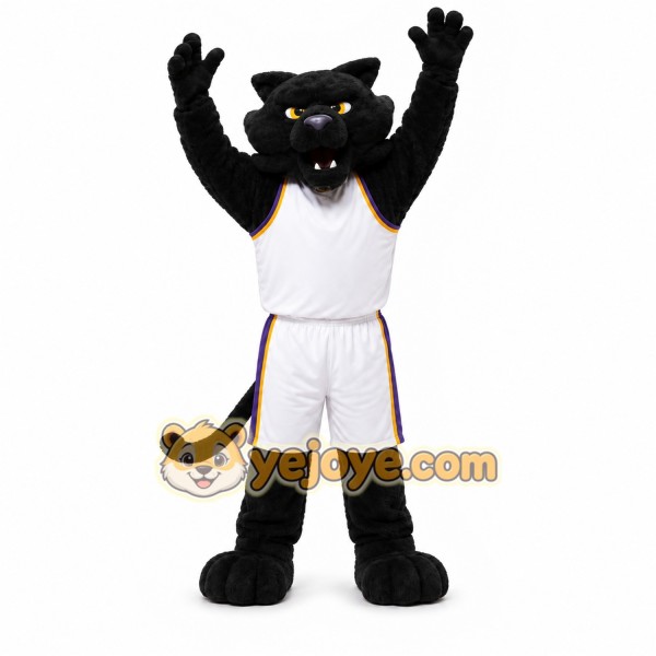 Black Panther Mascot Costume with Custom Logo