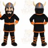 Black Viking Mascot Costume with Custom Logo
