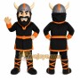 Black Viking Mascot Costume with Custom Logo