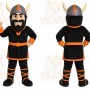 Black Viking Mascot Costume with Custom Logo