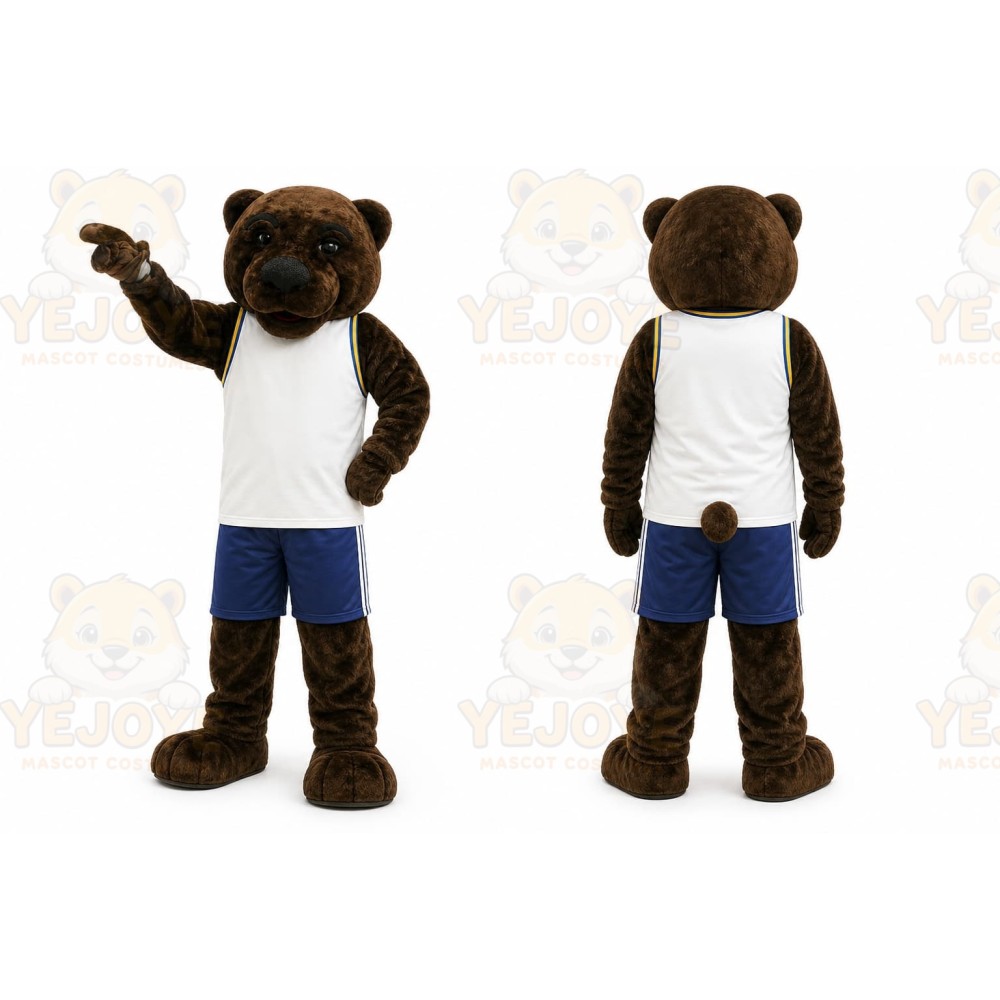Brown Bear Mascot Costume with Custom Logo