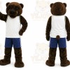 Brown Bear Mascot Costume with Custom Logo