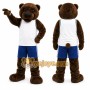 Brown Bear Mascot Costume with Custom Logo