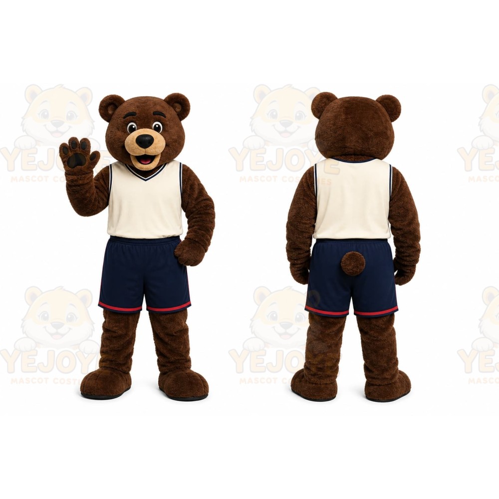 Brown Bear Mascot Costume with Custom Logo