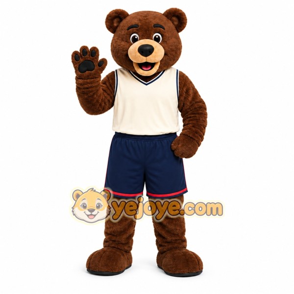 Brown Bear Mascot Costume with Custom Logo