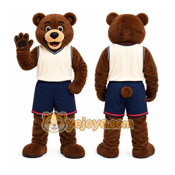 Brown Bear Mascot Costume with Custom Logo