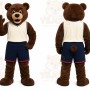 Brown Bear Mascot Costume with Custom Logo