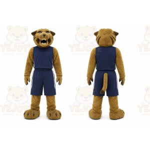 Brown Tiger Mascot Costume with Custom Logo
