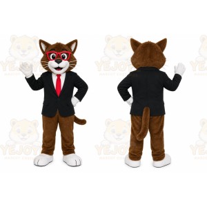 Brown Cat Mascot Costume with Custom Logo