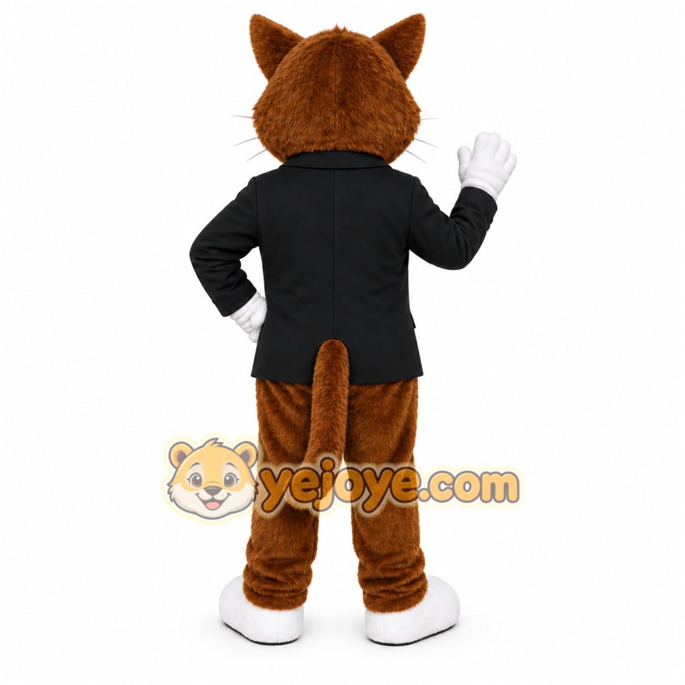 Brown Cat Mascot Costume with Custom Logo Brown Cat Mascot Costume with Custom Logo