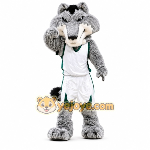 Gray Wolf Mascot Costume with Custom Logo Gray Wolf Mascot Costume with Custom Logo