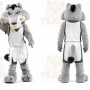 Gray Wolf Mascot Costume with Custom Logo