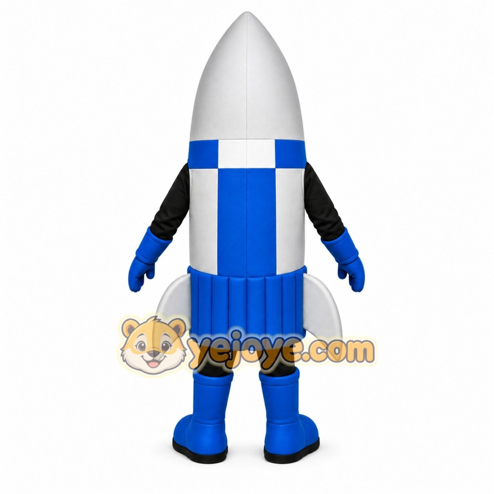Blue Rocket Mascot Costume with Custom Logo Blue Rocket Mascot Costume with Custom Logo