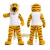 Yellow Tiger Mascot Costume with Custom Logo