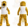 Yellow Tiger Mascot Costume with Custom Logo