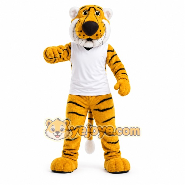 Yellow Tiger Mascot Costume with Custom Logo Yellow Tiger Mascot Costume with Custom Logo