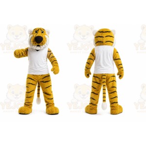 Yellow Tiger Mascot Costume with Custom Logo