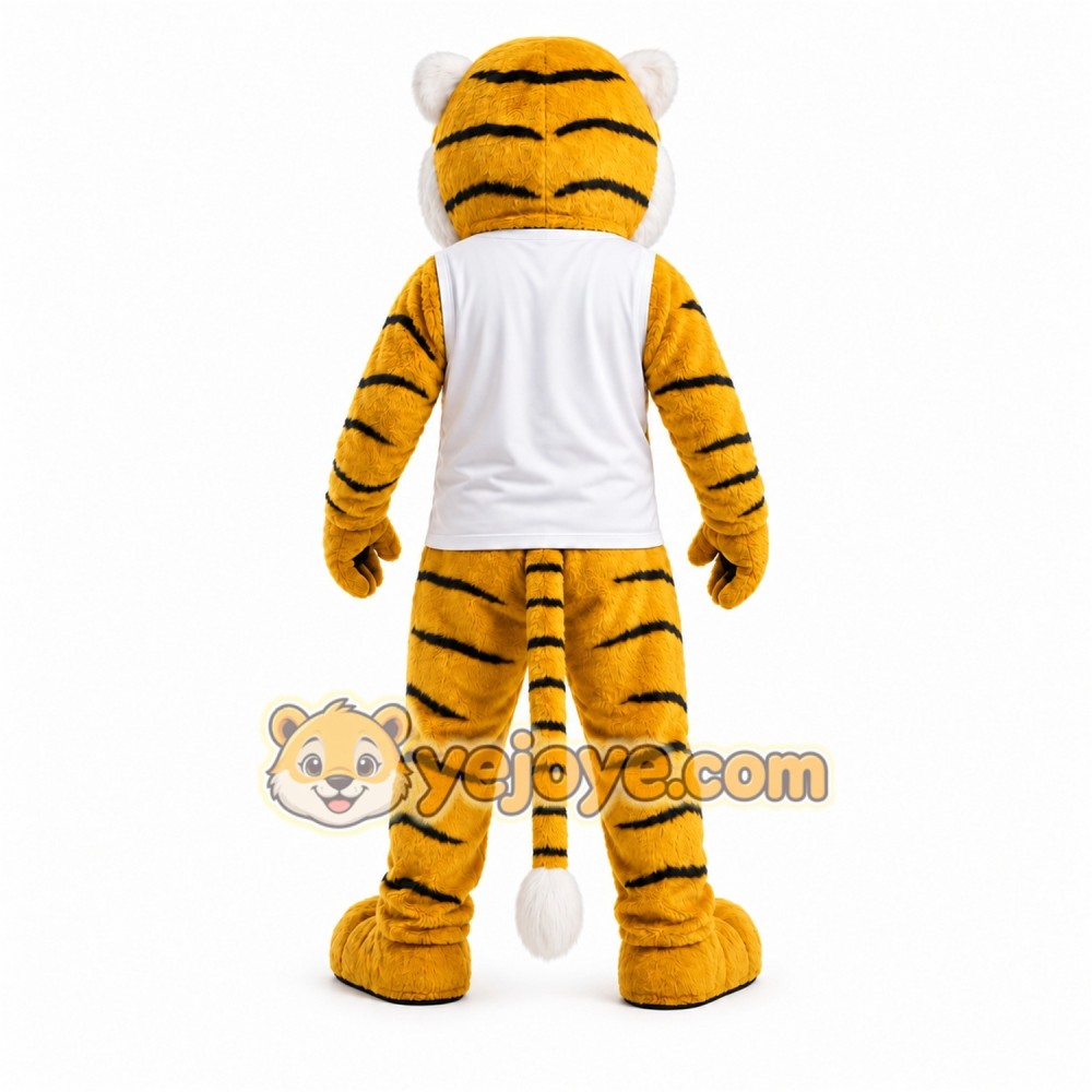 Yellow Tiger Mascot Costume with Custom Logo