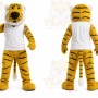 Yellow Tiger Mascot Costume with Custom Logo