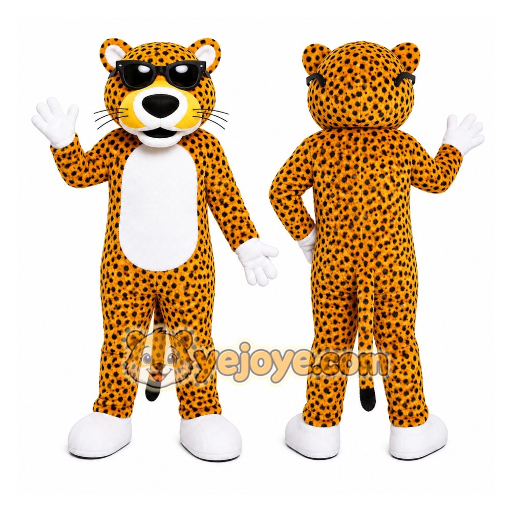 Yellow Leopard Mascot Costume with Custom Logo Yellow Leopard Mascot Costume with Custom Logo