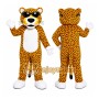 Yellow Leopard Mascot Costume with Custom Logo