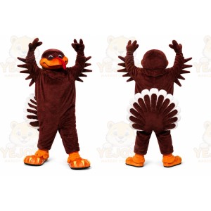 Brown Turkey Mascot Costume with Custom Logo