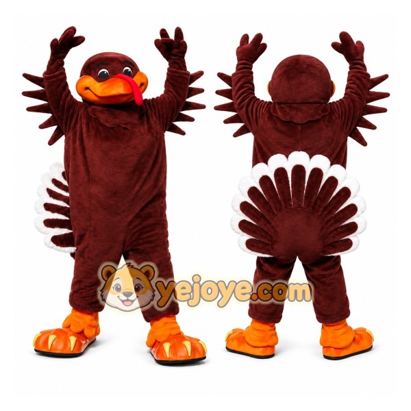 Brown Turkey Mascot Costume with Custom Logo