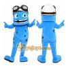 Blue Alien Mascot Costume with Custom Logo