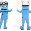 Blue Alien Mascot Costume with Custom Logo
