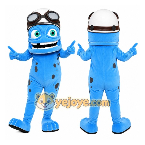 Blue Alien Mascot Costume with Custom Logo