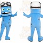 Blue Alien Mascot Costume with Custom Logo