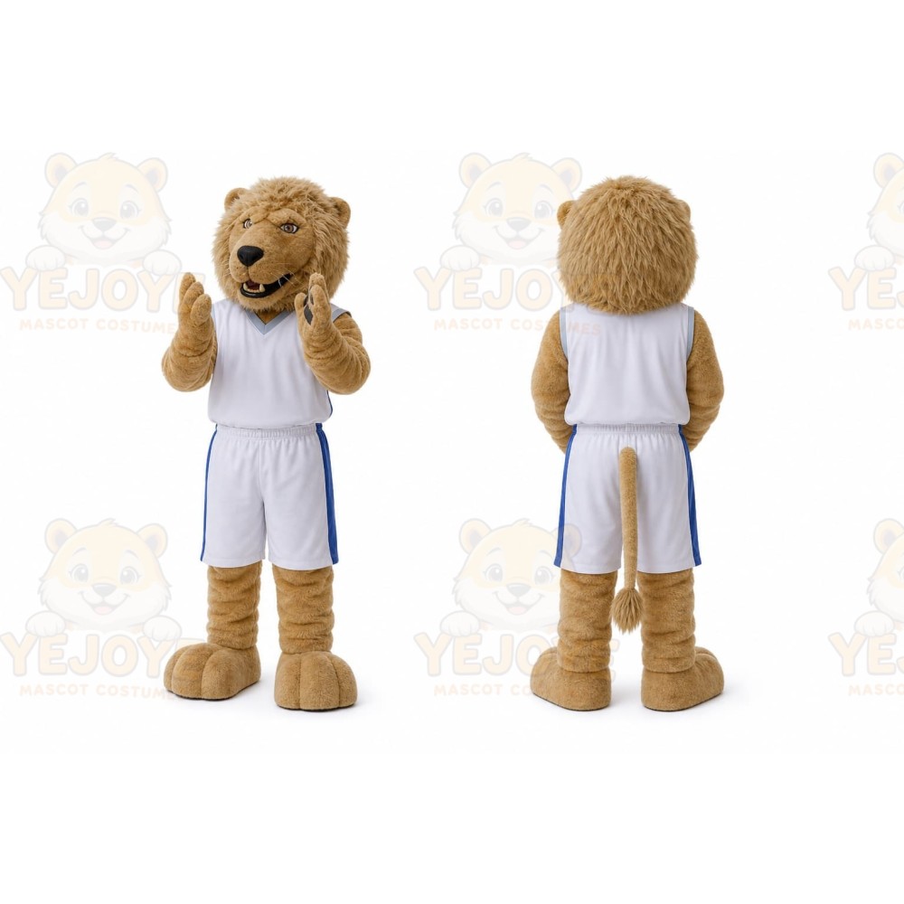 Brown Lion Mascot Costume with Custom Logo
